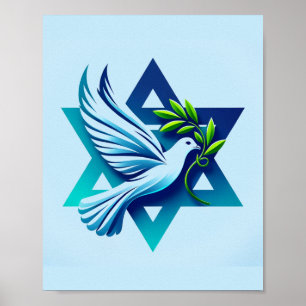 Blue Dove and Star of David Peace Poster