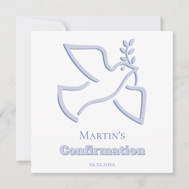 blue dove Confirmation | small size  Invitation (Front)