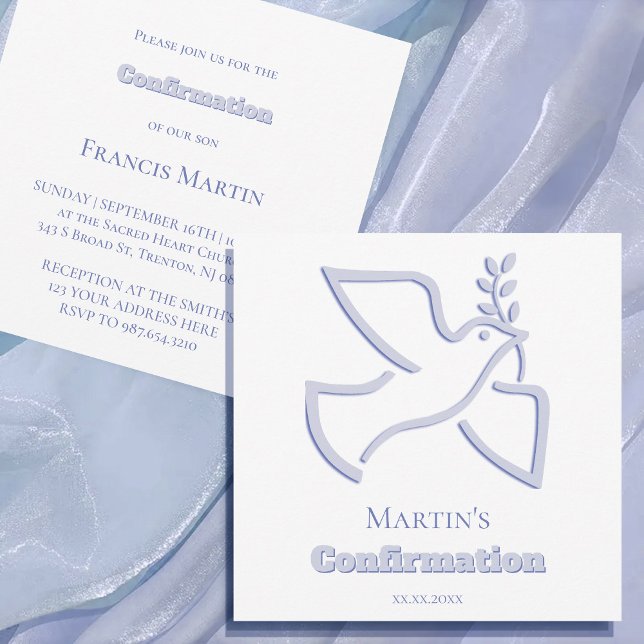 blue dove Confirmation | small size  Invitation (Creator Uploaded)