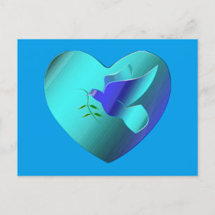 Blue Dove of the Sky Heart Postcard