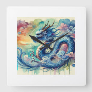 Blue Dragon 300724AREF141 - Watercolor Square Wall Clock