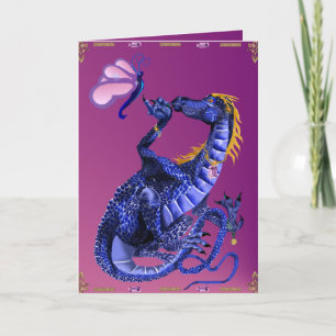 Blue Dragon and Butterfly Card