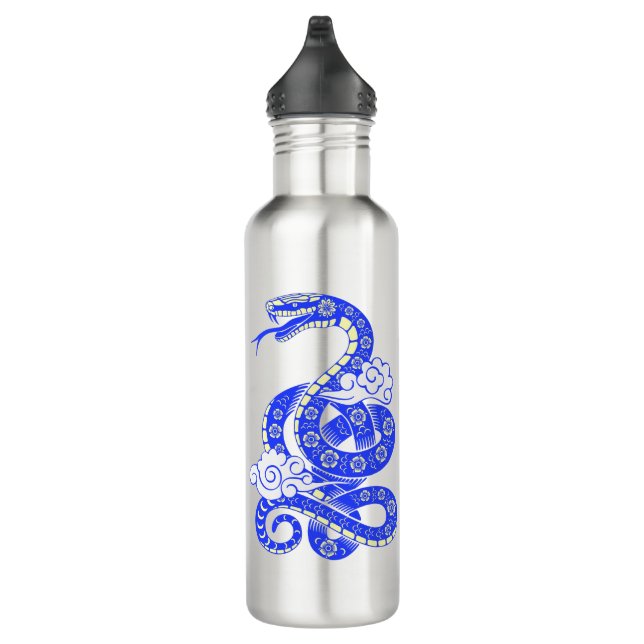 Blue Dragon Asian Style Floral Pattern 710 Ml Water Bottle (Right)