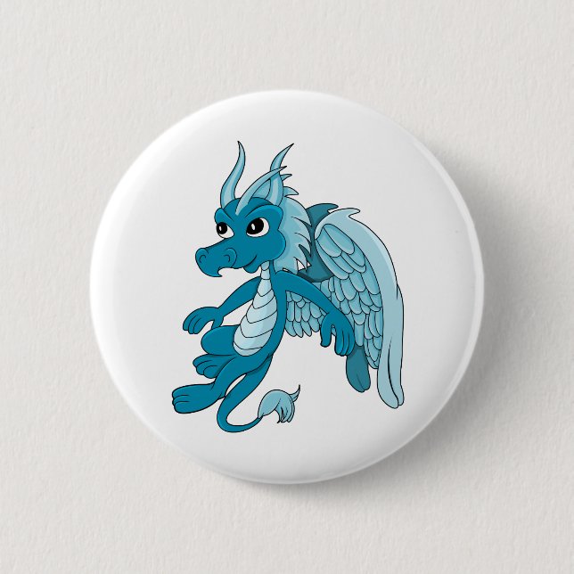 Blue Dragon Cartoon 2 Inch Round Button (Front)