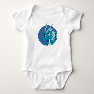 Blue dragon cartoon baby bodysuit