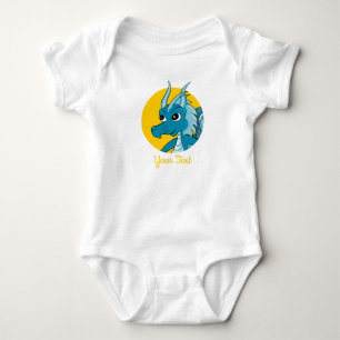 Blue dragon cartoon baby bodysuit
