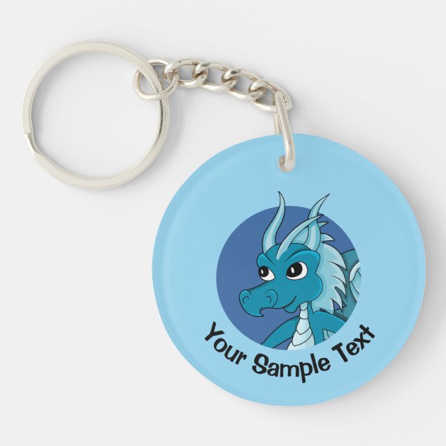 Blue dragon cartoon keychain (Front)
