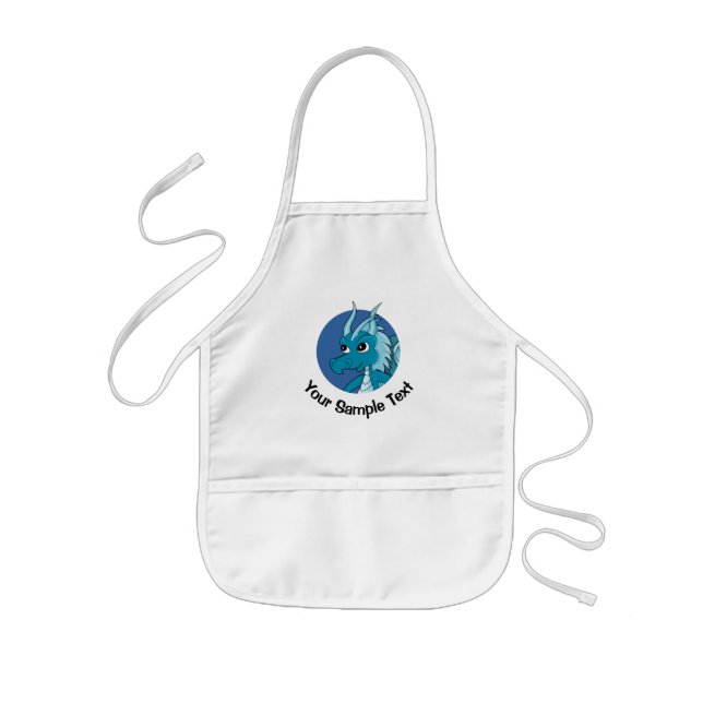 Blue dragon cartoon  kids apron (Front)