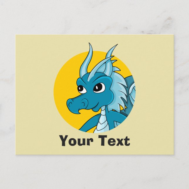 Blue dragon cartoon postcard (Front)