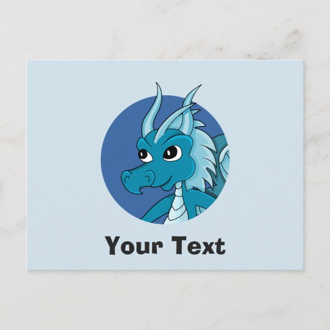 Blue dragon cartoon postcard (Front)