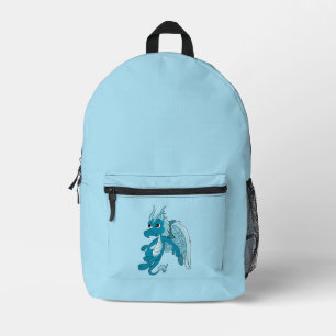Blue dragon cartoon printed backpack