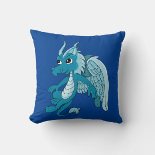 Blue Dragon Cartoon Throw Pillow