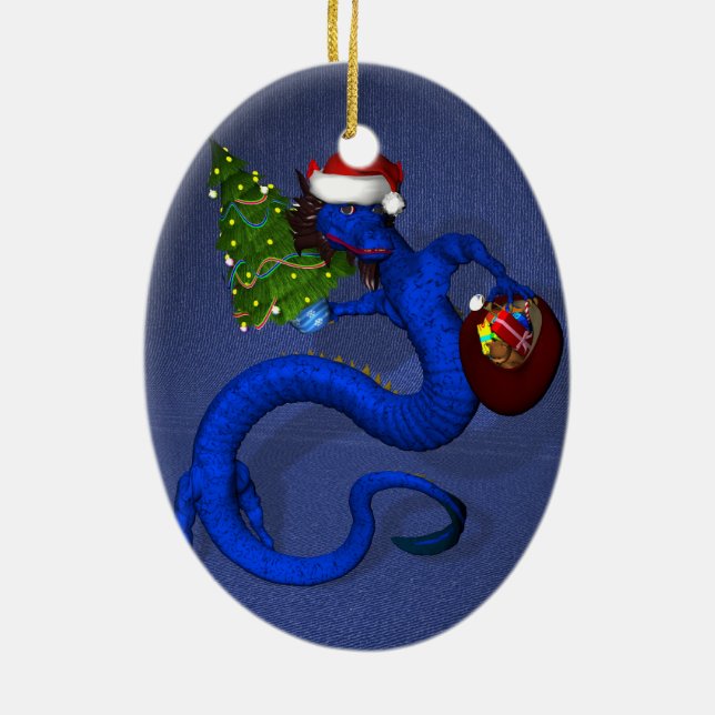 Blue Dragon Ceramic Ornament (Back)