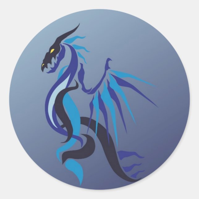 Blue Dragon Flame Classic Round Sticker (Front)