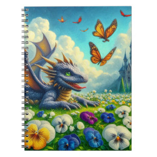 Blue Dragon, Flowers & Butterflies Notebook
