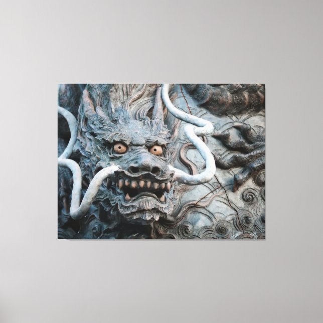 Blue Dragon Guardian of Kyoto Travel Photography Canvas Print (Front)