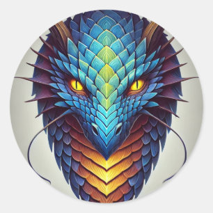 Blue Dragon Head  Classic Round Sticker