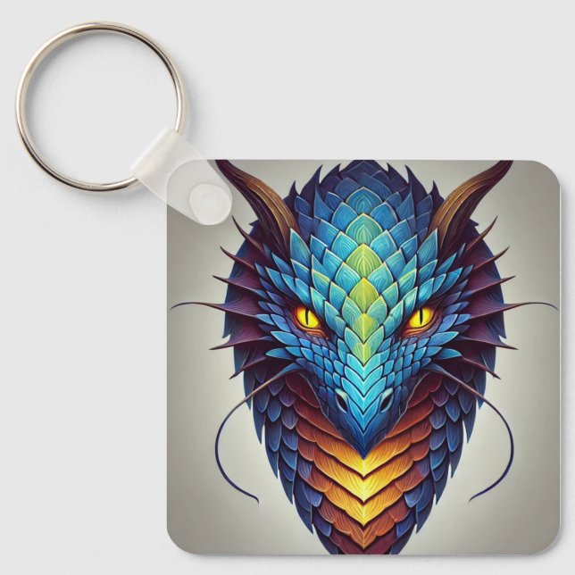 Blue Dragon Head  Keychain (Front)