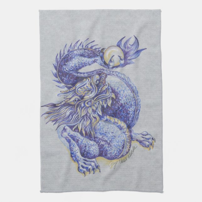 Blue Dragon Kitchen Towel (Vertical)