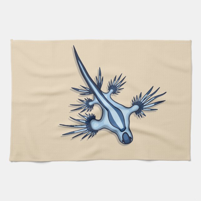 Blue Dragon Nudibranch Kitchen Towel (Horizontal)