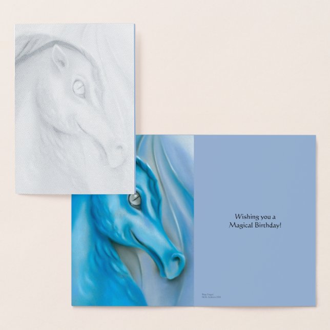 Blue Dragon Pastel Artwork Birthday Foil Card (Display)