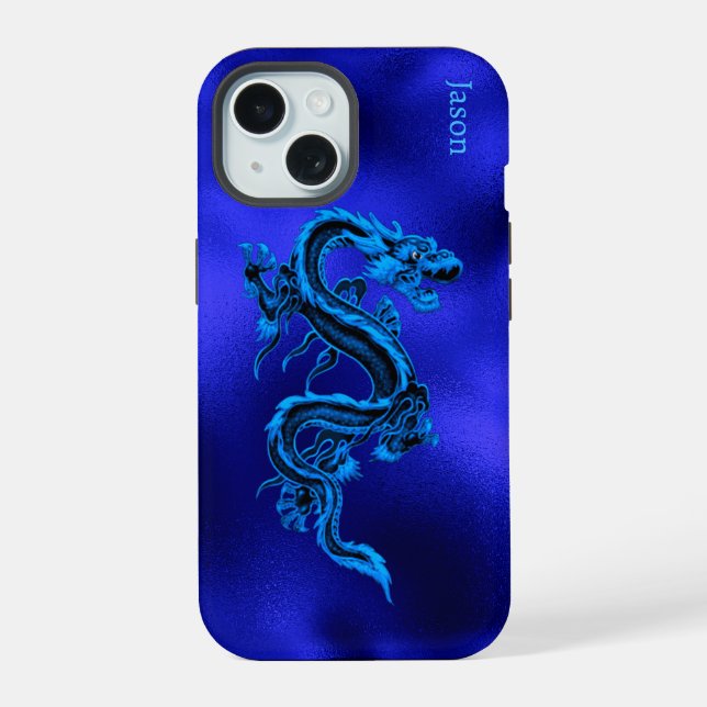Blue Dragon Personalized iPhone 15 Case (Back)