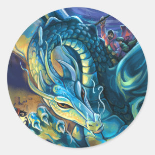 Blue Dragon Rider Classic Round Sticker