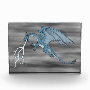 Blue Dragon Spitting Lightning Photo Block