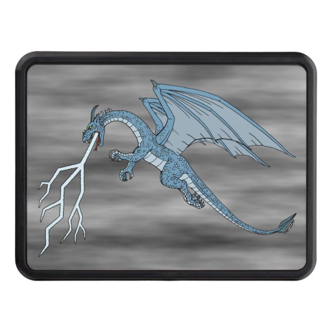 Blue Dragon Spitting Lightning Trailer Hitch Cover (Front)