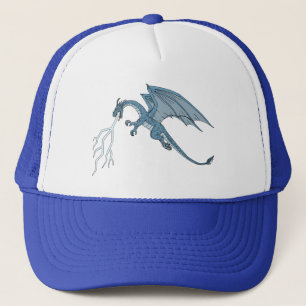 Blue Dragon Spitting Lightning Trucker Hat