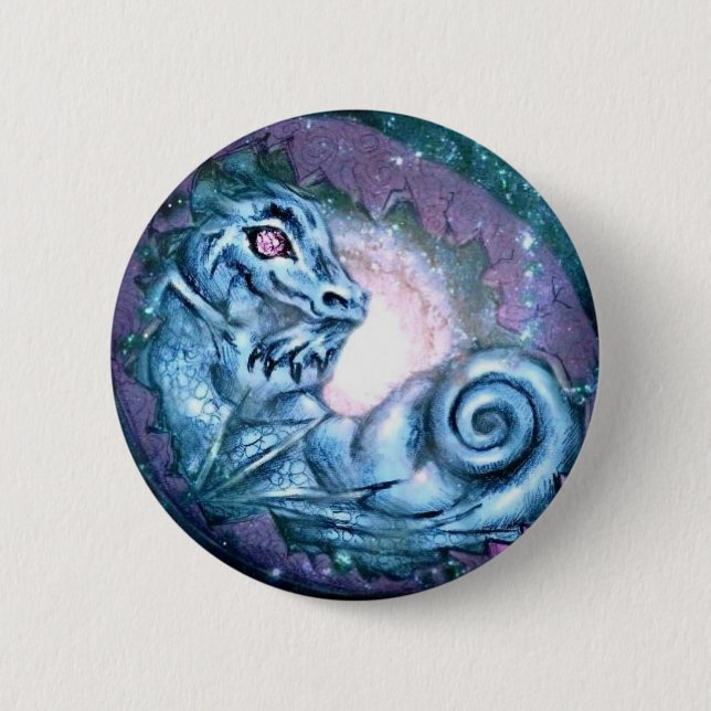 Blue Dragon Star 2 Inch Round Button (Front)