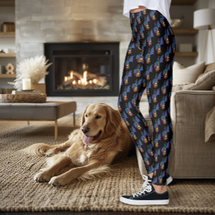 Blue Dragon Sunburst Guitar Music Leggings