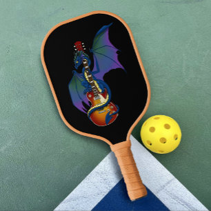 Blue Dragon Sunburst Guitar Music Pickleball Paddle