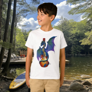 Blue Dragon Sunburst Guitar Music T-Shirt