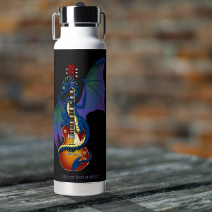 Blue Dragon Sunburst Guitar Music Water Bottle