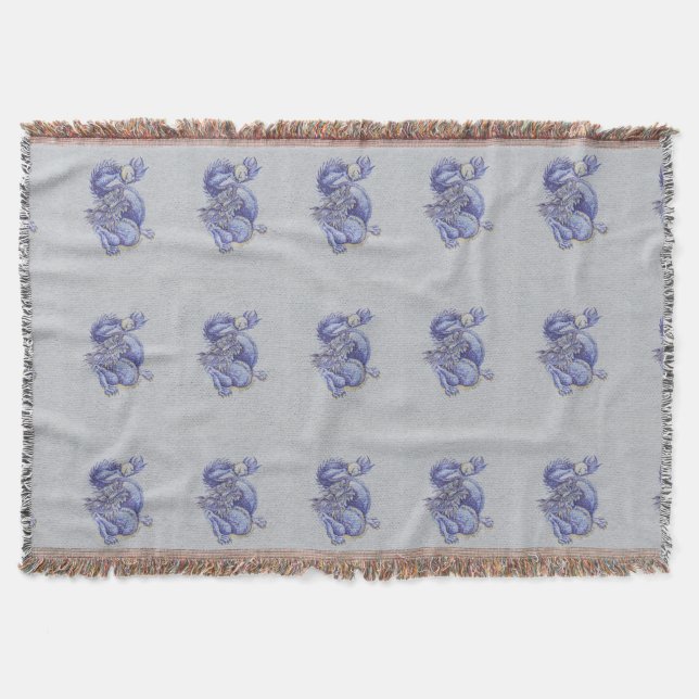 Blue Dragon Throw Blanket (Front)