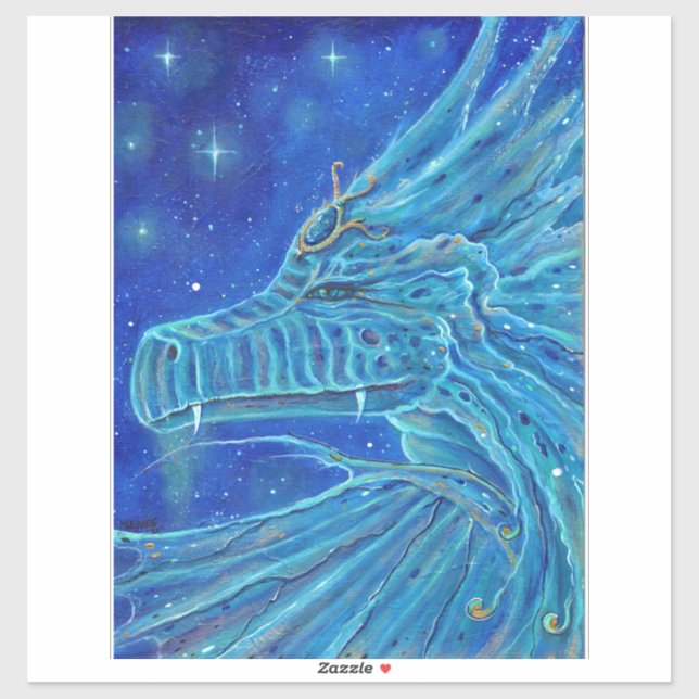 Blue dragon vinyl sticker by Renee Lavoie (Sheet)