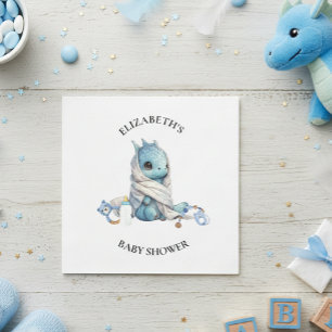 Blue Dragon Watercolor Baby Shower Napkin