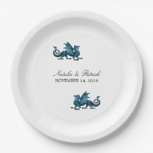Blue Dragon Wedding Paper Plates
