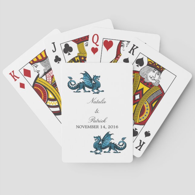 Blue Dragon Wedding Playing Cards (Back)