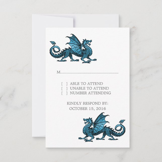 Blue Dragon Wedding Response Card (Front)