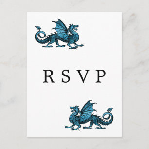 Blue Dragon Wedding RSVP Postcard