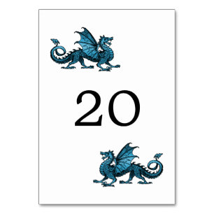 Blue Dragon Wedding Table Card