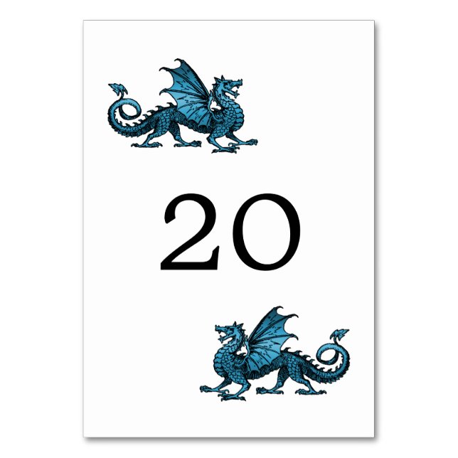 Blue Dragon Wedding Table Card (Front)