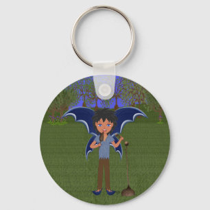 Blue Dragon Winged Musical Boy Faerie Keychain