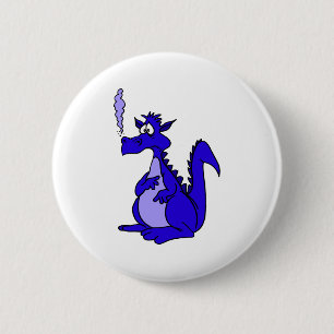 Blue Dragon with smoke 2 Inch Round Button