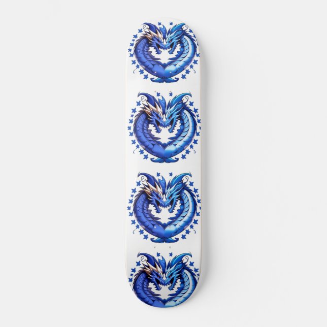 Blue dragon with stars skateboard (Front)