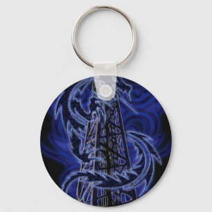 Blue dragon wrapping around derrick keychain