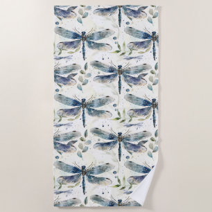 Blue Dragonflies Beach Towel
