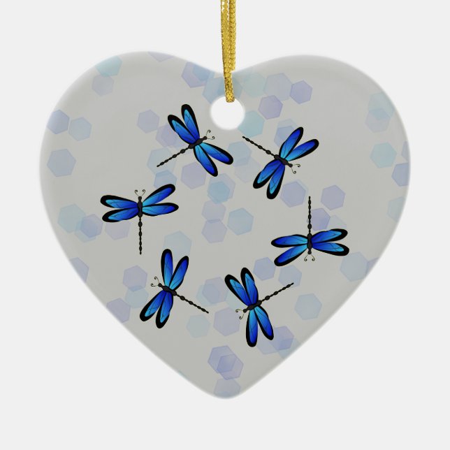 blue dragonflies ceramic ornament (Front)